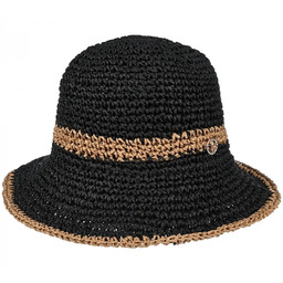 Kapelusz damski pleciony miękki do walizki ażurkowy KAP-PA-14 czarny z brązem