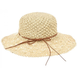 Kapelusz damski pleciony miękki do walizki ażurkowy KAP-PA-5 jasny beż