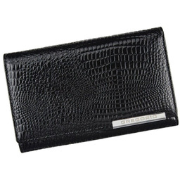 Portfel Damski Skórzany GREGORIO Duży Z Suwakiem Lakierowany RFID GF-112 CZARNY 15 x 10 x 4 [cm]
