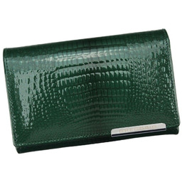 Portfel Damski Skórzany GREGORIO Duży Z Suwakiem Lakierowany RFID GF-112 ZIELONY 15 x 10 x 4 [cm]