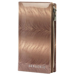 Portfel Damski Skórzany GREGORIO Lakierowany Długi Z Suwakiem Na Zewnątrz FF-124 KREMOWY 19,5 x 10 x 3,5 [cm]
