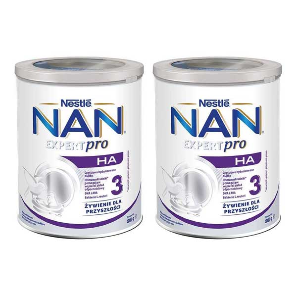 Zestaw Nestle NAN Expertpro HA 3, mleko modyfikowane dla dzieci po 1 roku, 2 x 800 g