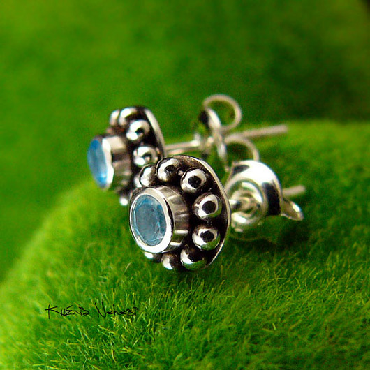 Kolczyki z Topazem - Daisy - Srebro