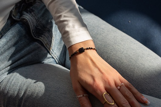 Bransoletka Ochrona Onyks Obsydian Turmalin