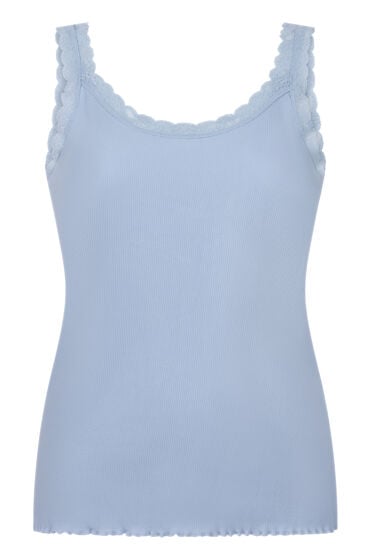 Hunkemöller Top z Prążkowanej Dzianiny z Koronką Niebieski