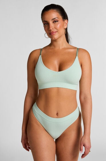 Hunkemöller Wysoko wycięte stringi Dianne Zielony