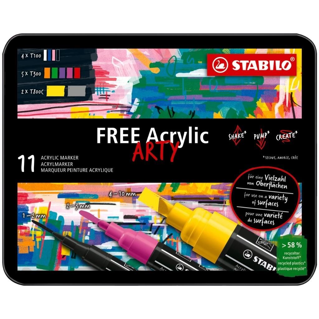 Marker Free Acrylic Starter Kit 11szt Stabilo