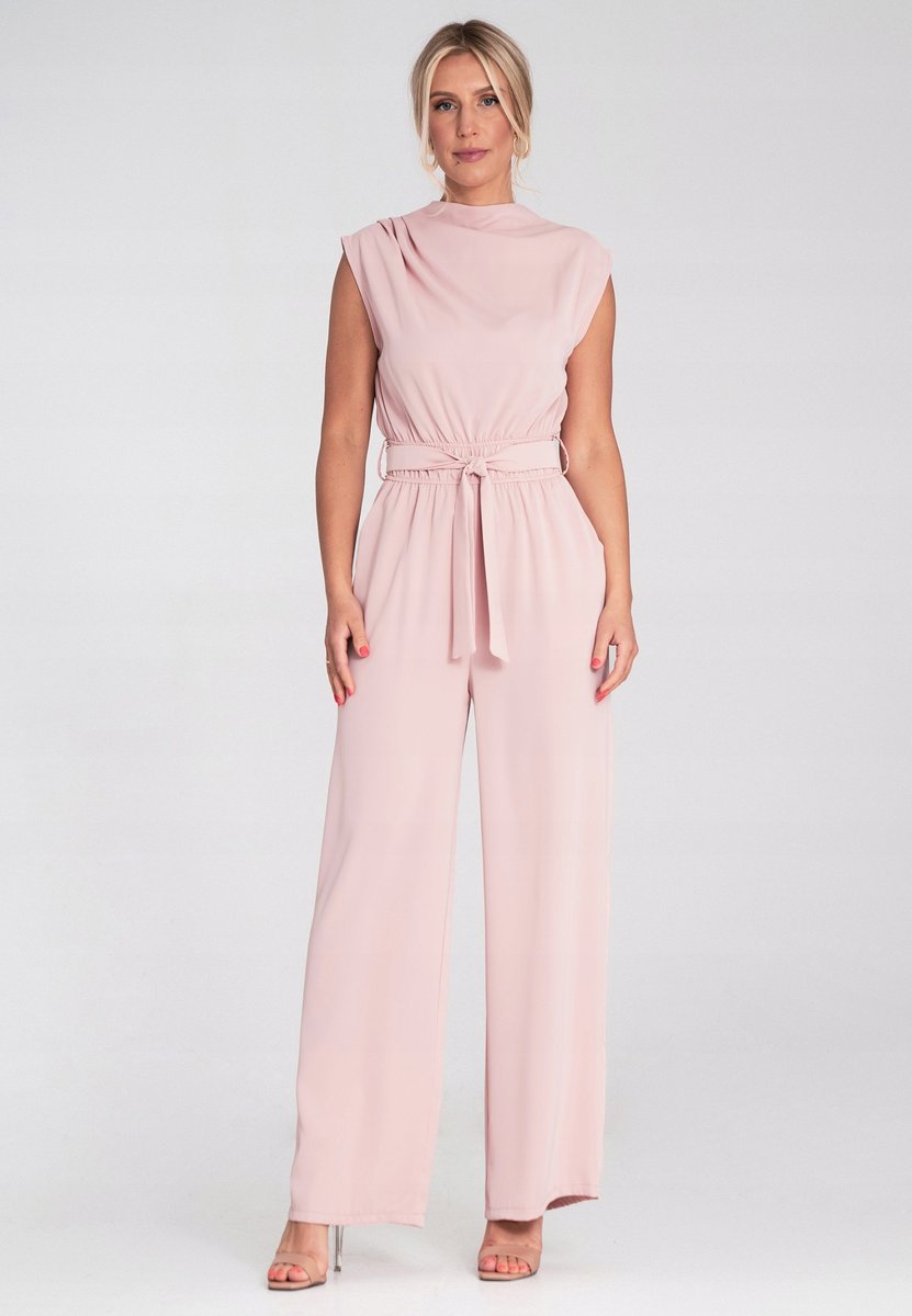 Kombinezon elegancki damski kombinezon wizytowy Różowy M1196 r. S/M