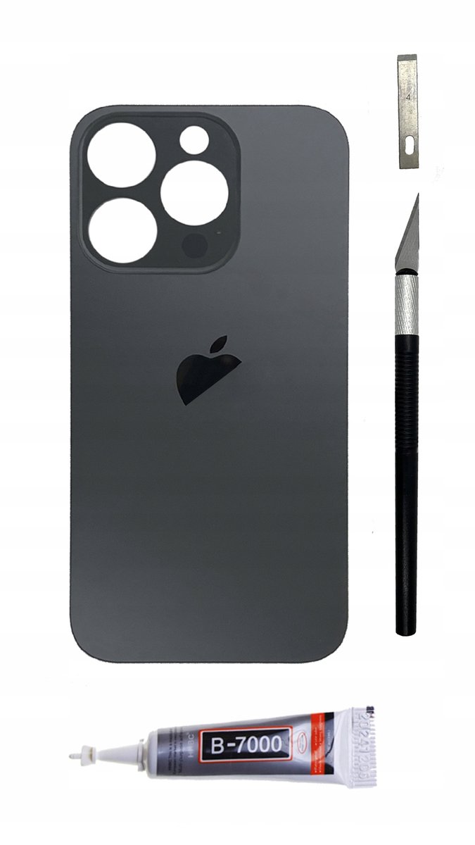 OEM Panel tylny czarny do iPhone 14 Pro Big Hole szkło tylne klapka baterii