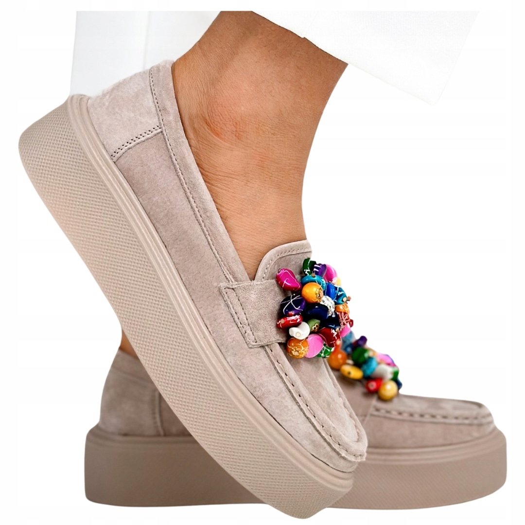 Mokasyny Filippo Dp6765 Buty Damskie Wygodne Skórzane Beżowe 37 Półbuty