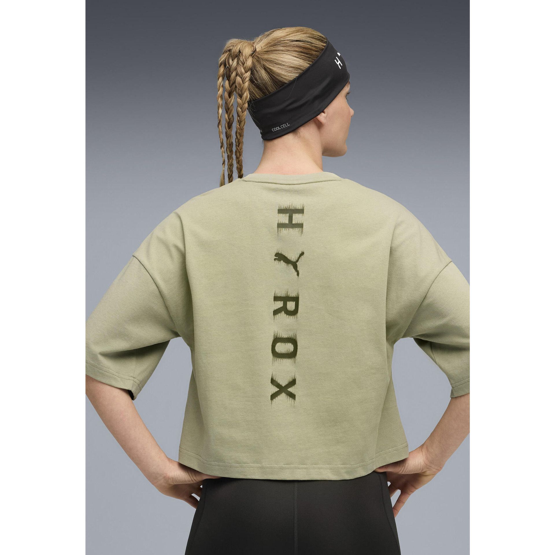 Damska skrócona koszulka PUMA x HYROX Lifestyle PUMA Lux Army Green