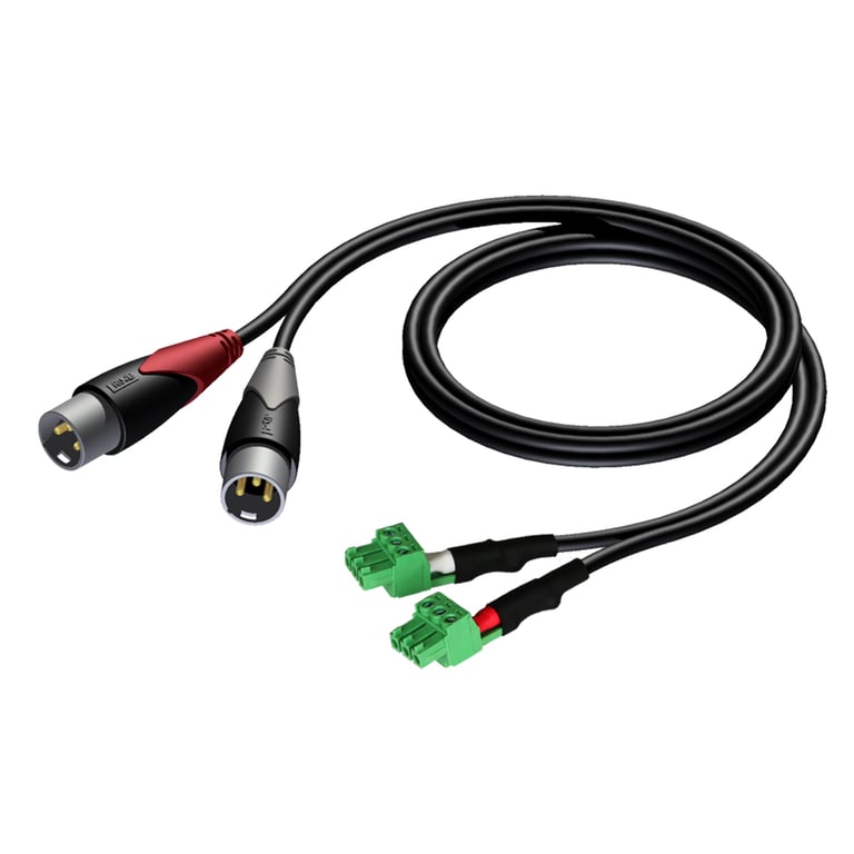 AUDAC CLA834 kabel audio 1 m 2 x XLR (3-pin) 2 x Terminal Czarny, Zielony, Szary CLA834/1