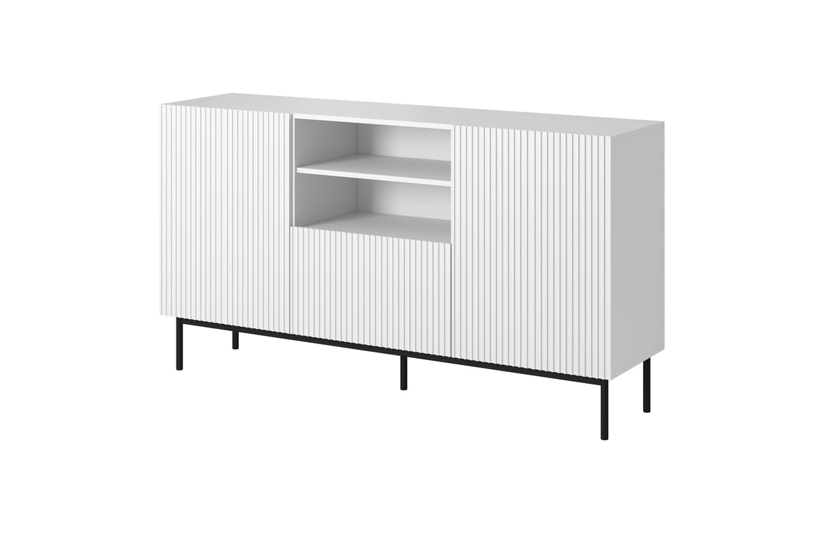 Cama Komoda PAFOS na czarnym stelażu ze stali 150x40x90 cm biały mat
