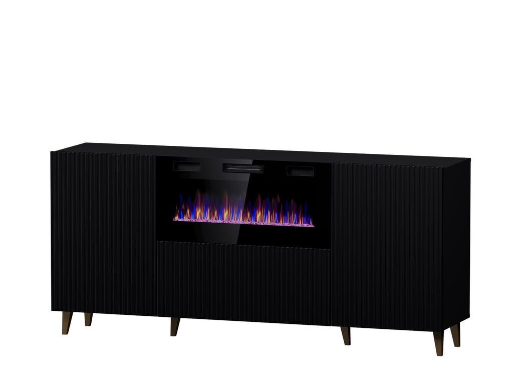 Cama Komoda PAFOS z kominkiem elektrycznym 180x42x82 cm czarny mat