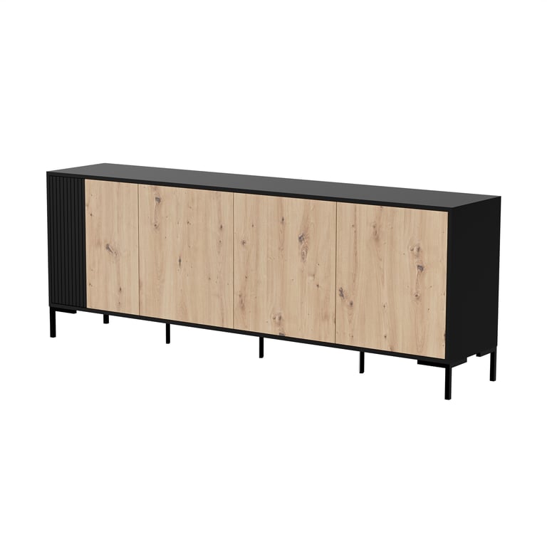 Cama Komoda MERCI 200 x 40 x 74 cm czarna/dąb artisan
