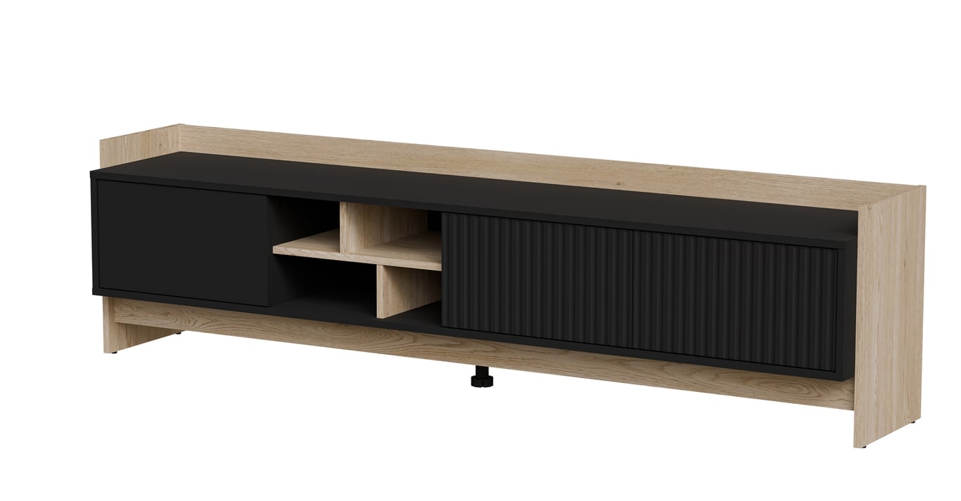 Cama Szafka RTV PORTO 3D 190x38x50 dąb/czarny