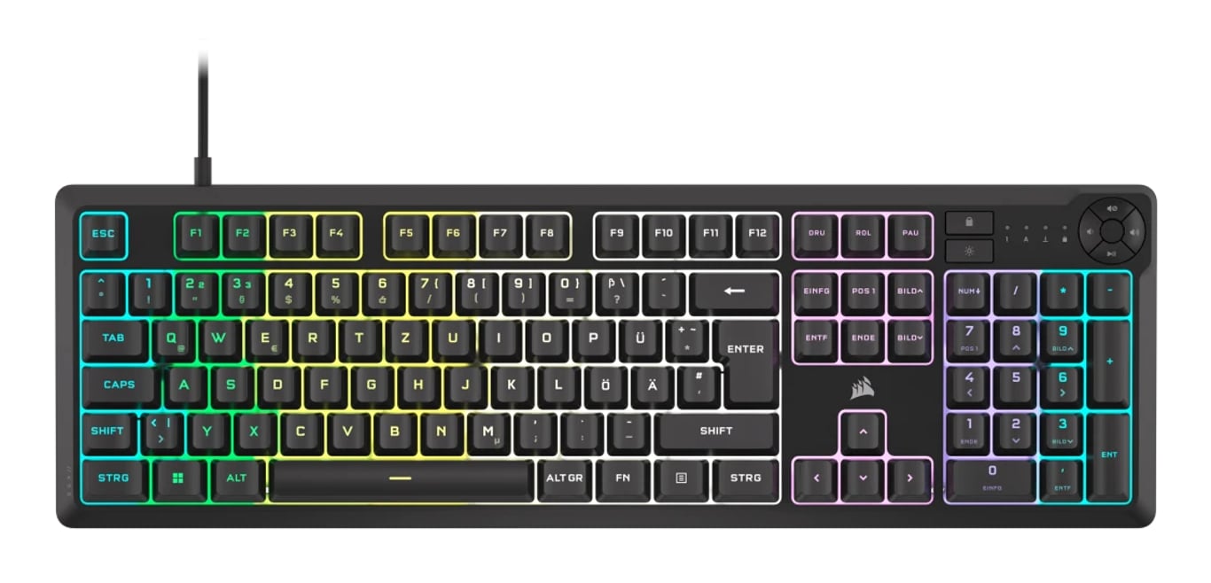 Corsair K55 CORE RGB klawiatura Gaming USB QWERTZ Niemiecki Czarny CH-9226C65-DE