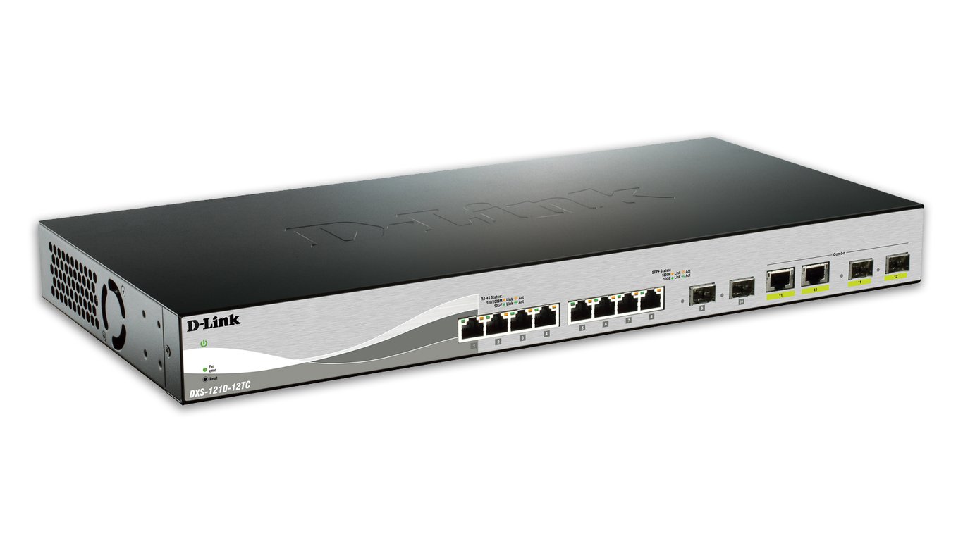 D-Link DXS-1210-12TC/E łącza sieciowe Zarządzany L2 10G Ethernet (100/1000/10000) 1U Czarny, Srebrny DXS-1210-12TC/E
