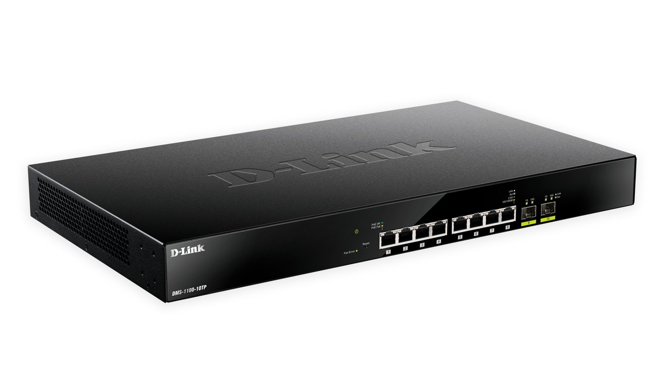 D-Link DMS-1100-10TP Zarządzany L2 2.5G Ethernet (100/1000/2500) Obsługa PoE 1U Czarny DMS-1100-10TP/M