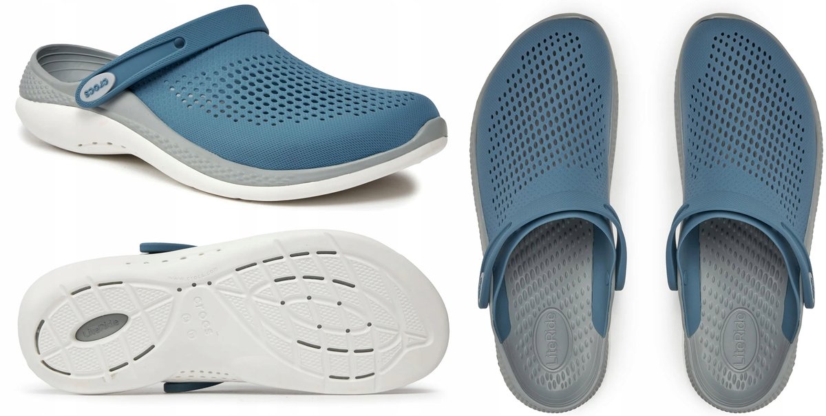 KLAPKI MĘSKIE CROCS LITERIDE NIEBIESKO SZARE CHODAKI LEKKIE ROZMIAR 36-37