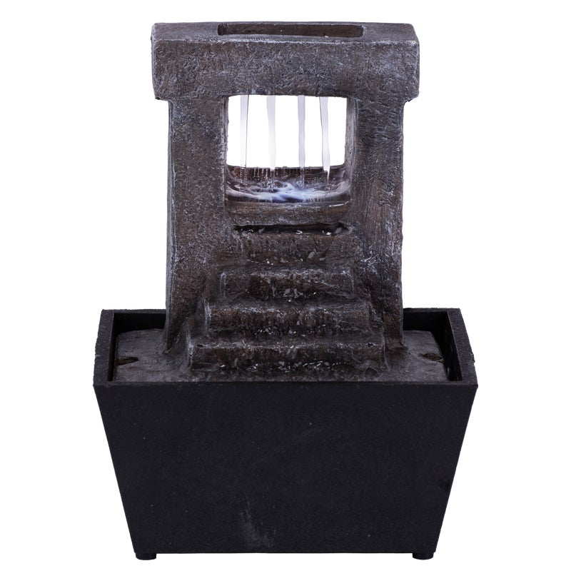 Fontanna dekoracyjna do ogrodu ze światłem LED schodki DLH