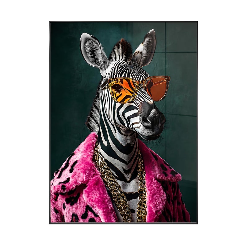 Obraz na szkle w ramie Zebra 80 x 120 cm