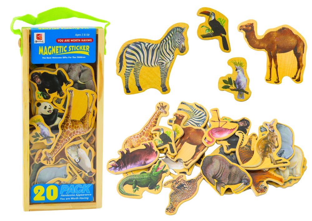 DLA DZIECI ZESTAW MAGNESY DREWNIANE DINOZAURY