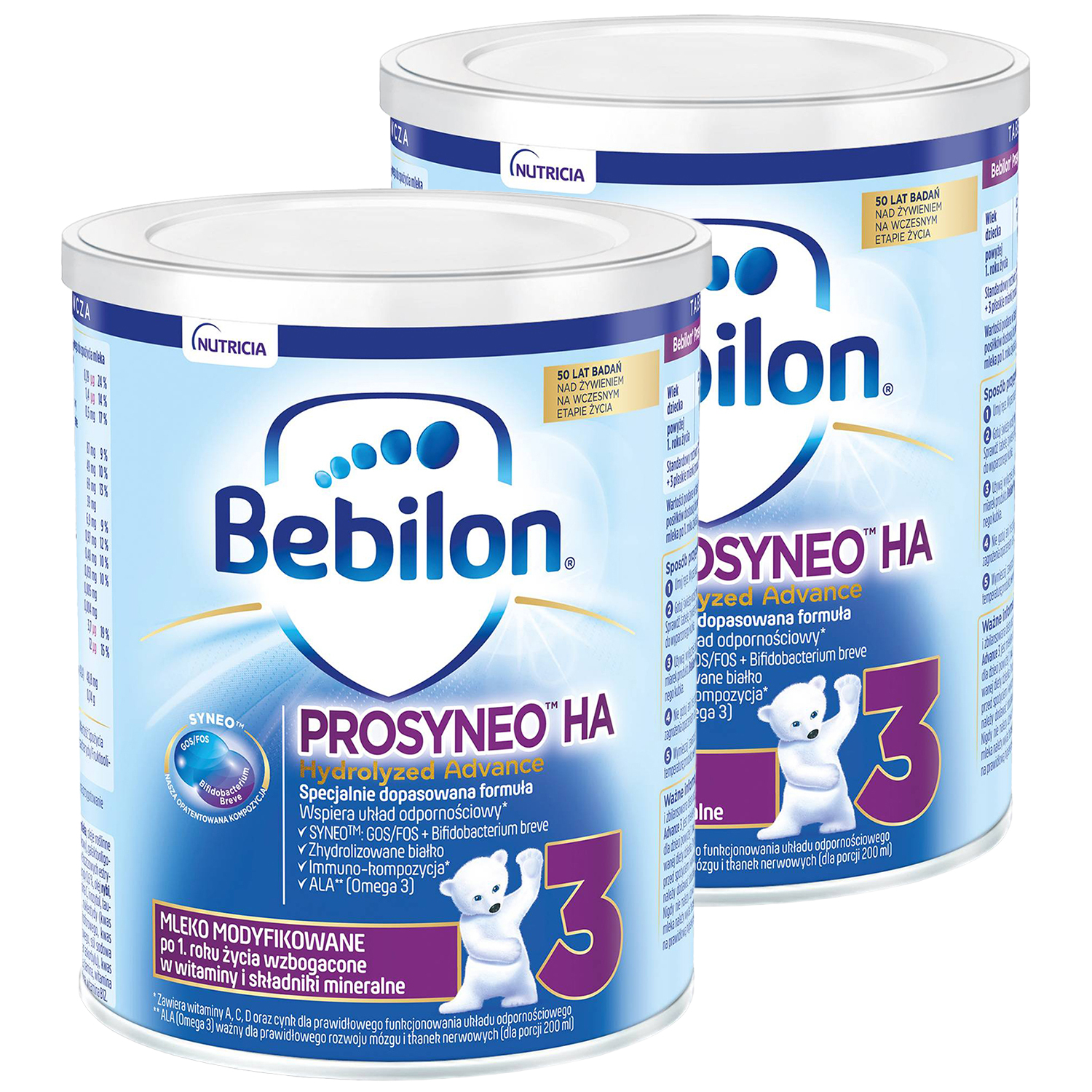 Zestaw Bebilon Prosyneo HA Hydrolyzed Advance 3, mleko modyfikowane, po 1 roku, 2 x 400 g