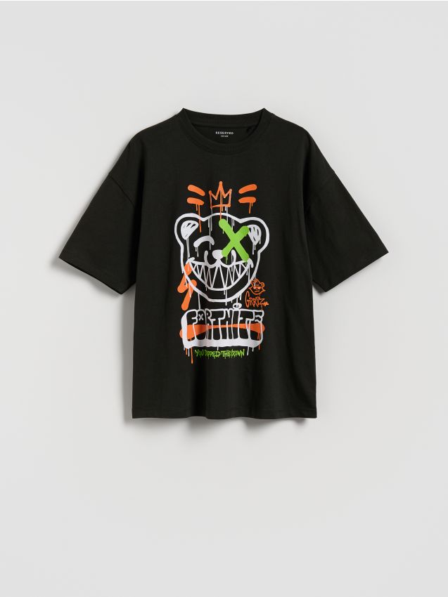 Reserved - T-shirt z nadrukiem Fortnite - czarny