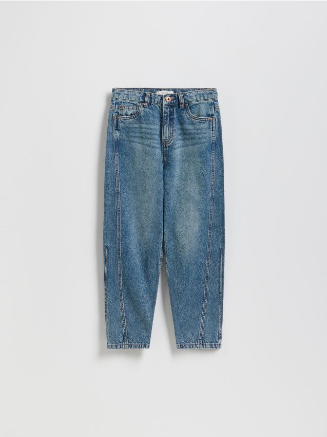 Reserved - Jeansy balloon fit - granatowy