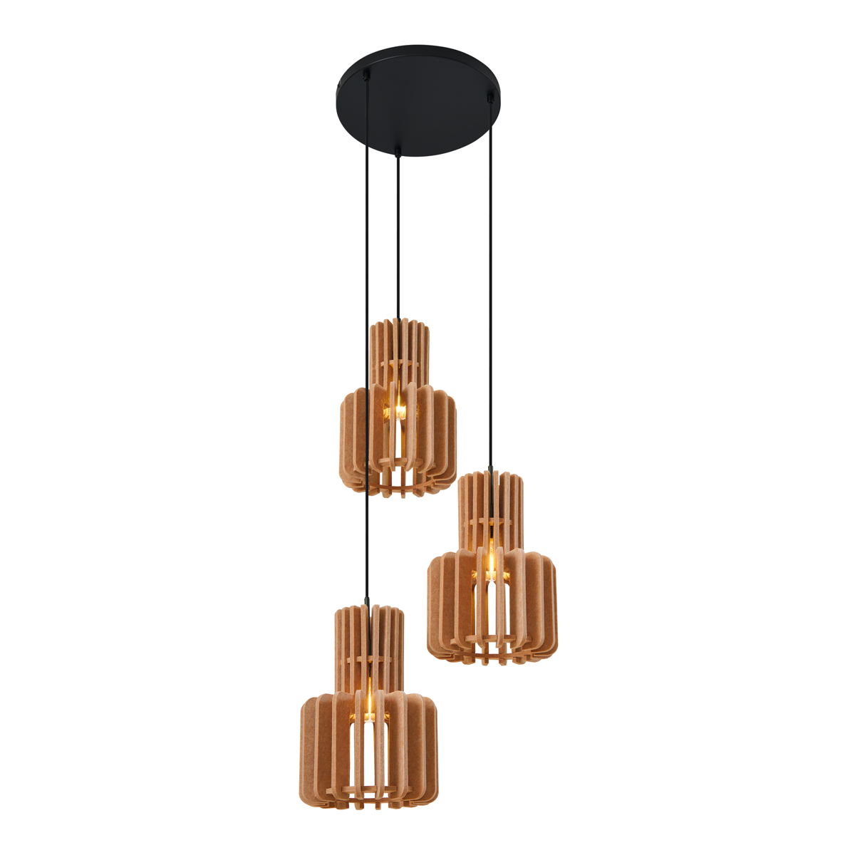 QAZQA Retro Lampa Wisząca Czarna z Pomarańczowym Wnętrzem 3-punktowa - Felt