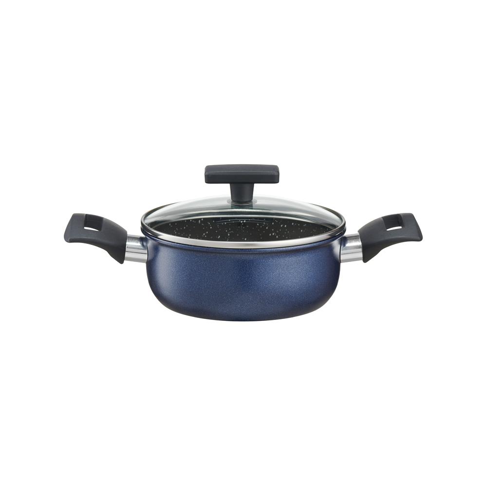 Garnek niski z pokrywką 16 cm ceramiczny LADY BLUE