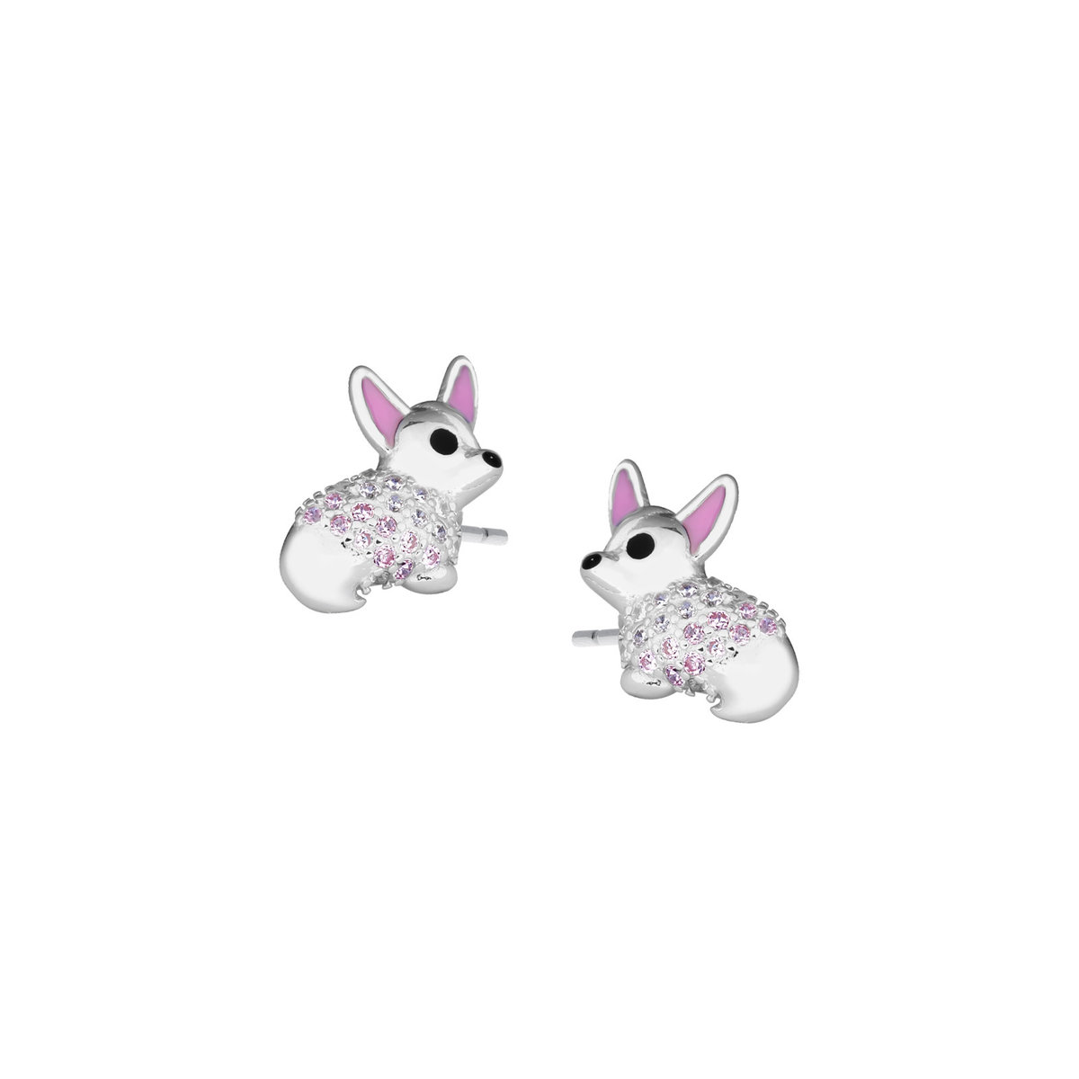 Srebrne kolczyki 925 Urocze Pieski Corgi Cyrkonie Sztyft Idealne na prezent