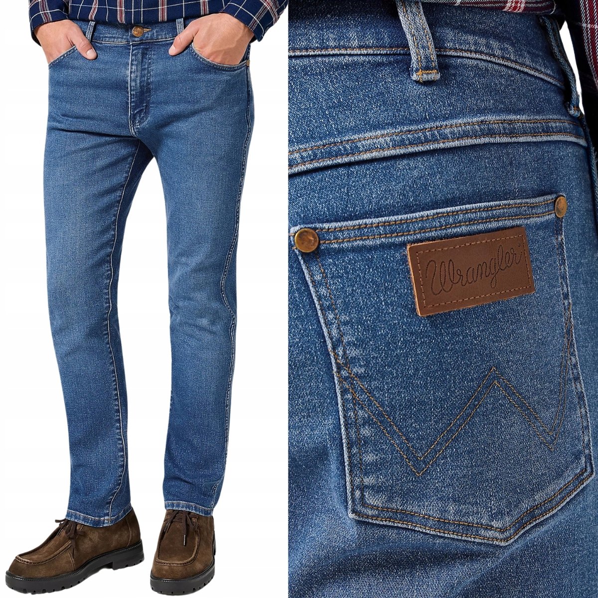 Wrangler LARSTON SLIM Ridge Wash EPIC SOFT spodnie jeansowe na lato W33 L34