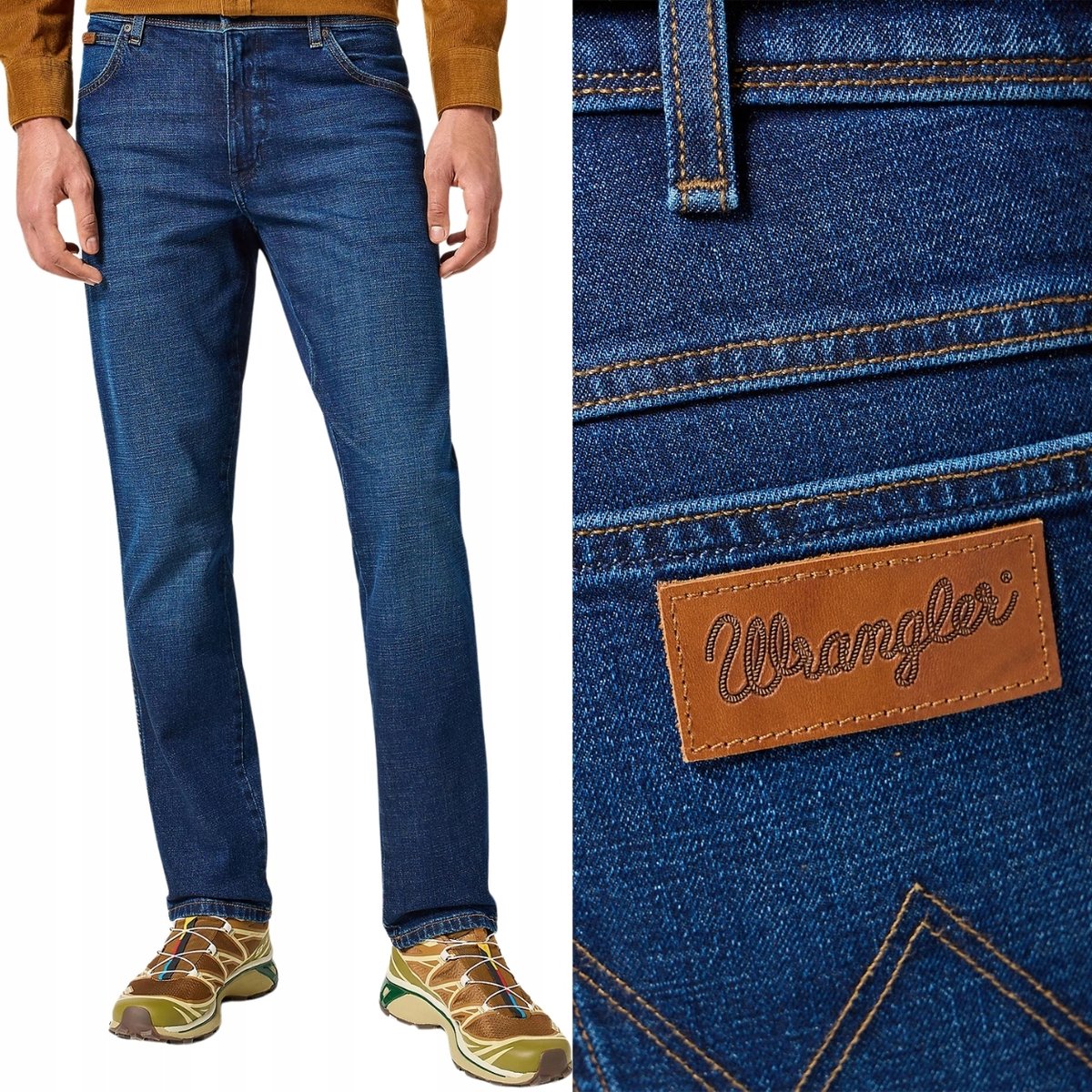 Wrangler TEXAS SLIM Midnight Haze lekko dopasowane spodnie jeansowe W40 L30