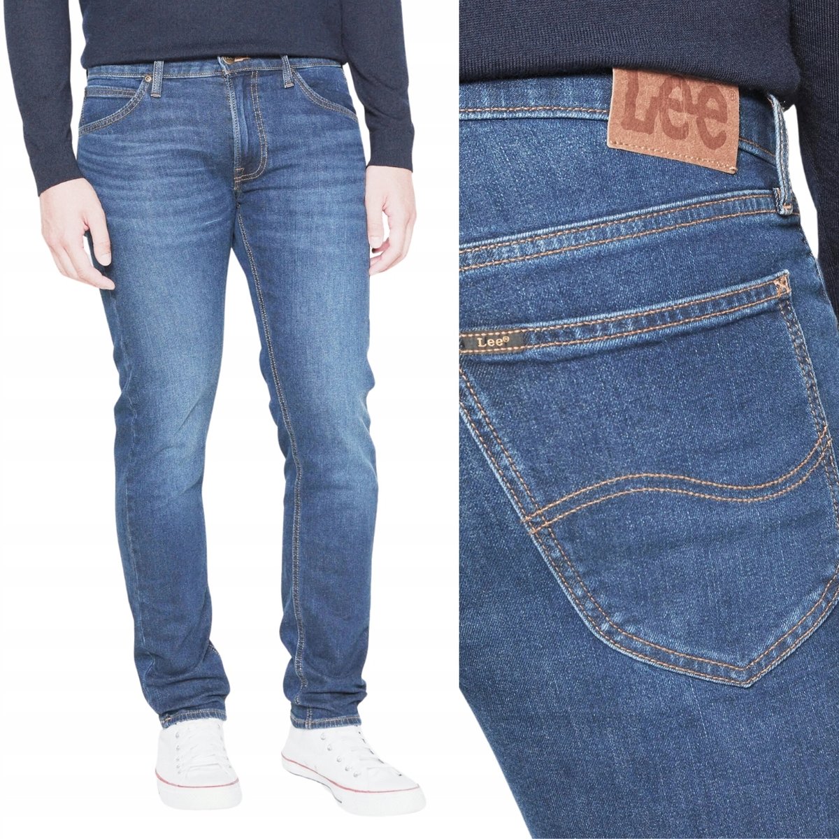 Lee DAREN Voyage DżINS bez streczu proste ciemne spodnie jeansowe W34 L34