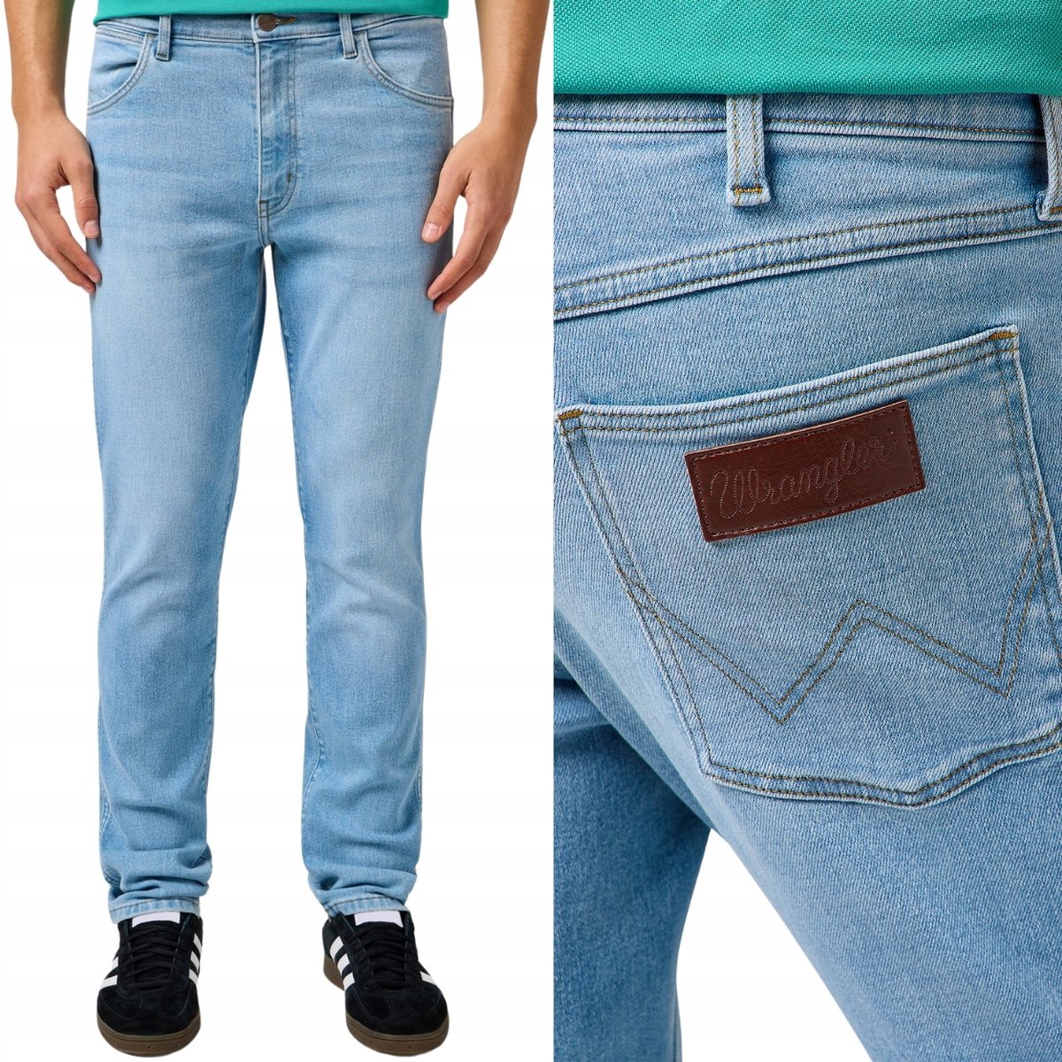 Wrangler LARSTON SLIM Sunrise dopasowane spodnie jeansowe na lato W38 L34