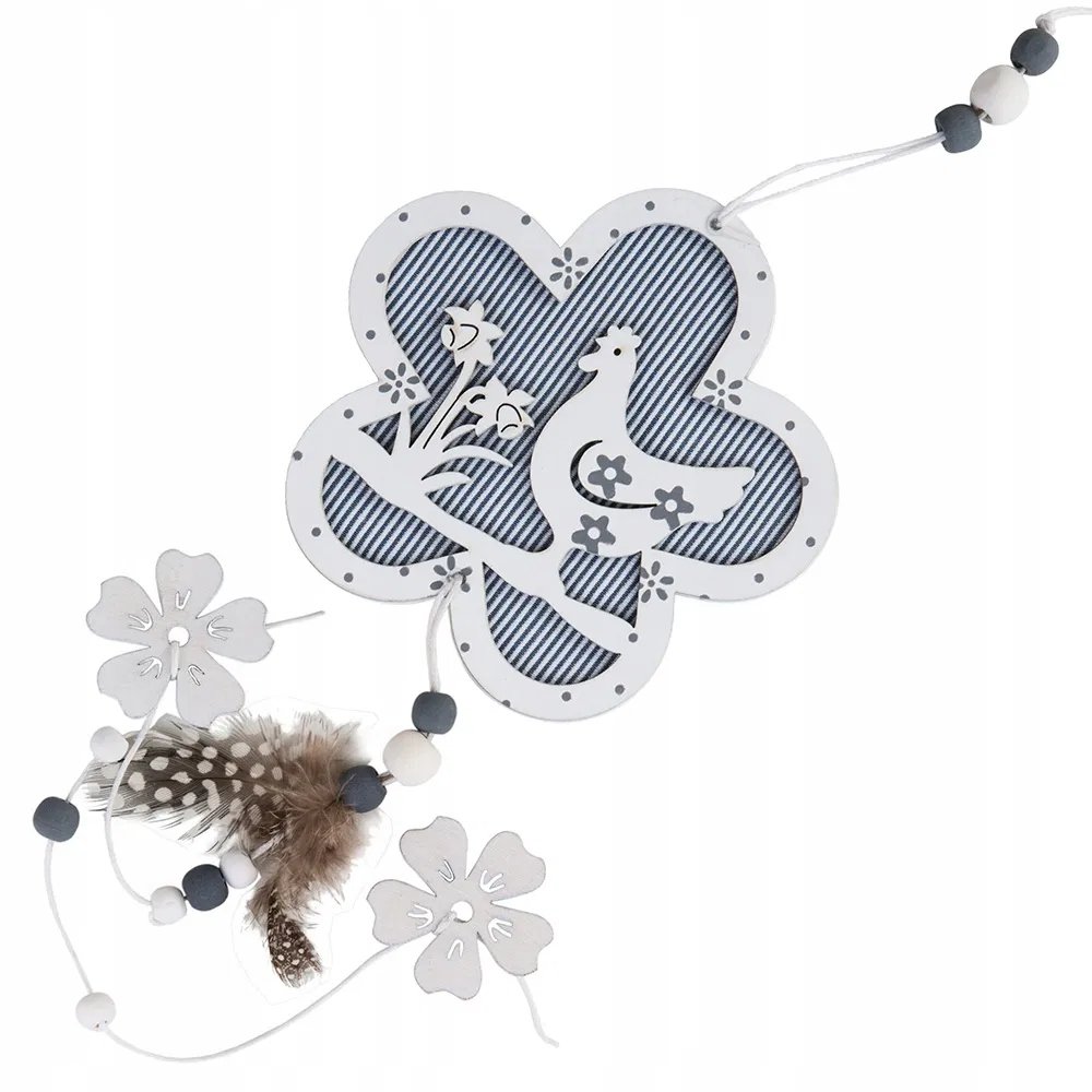 ZAWIESZKA OZDOBA DEKORACJA DREWNIANA KWIAT MOTYW KURY WIELKANOC