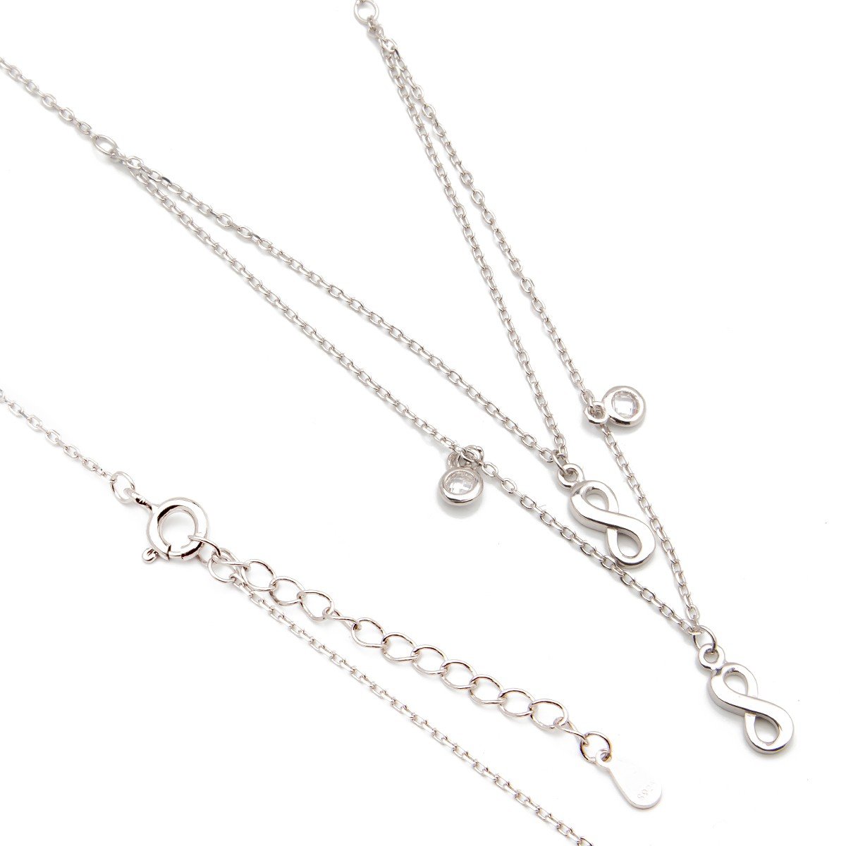 Srebrny naszyjnik nieskończoność cyrkonie