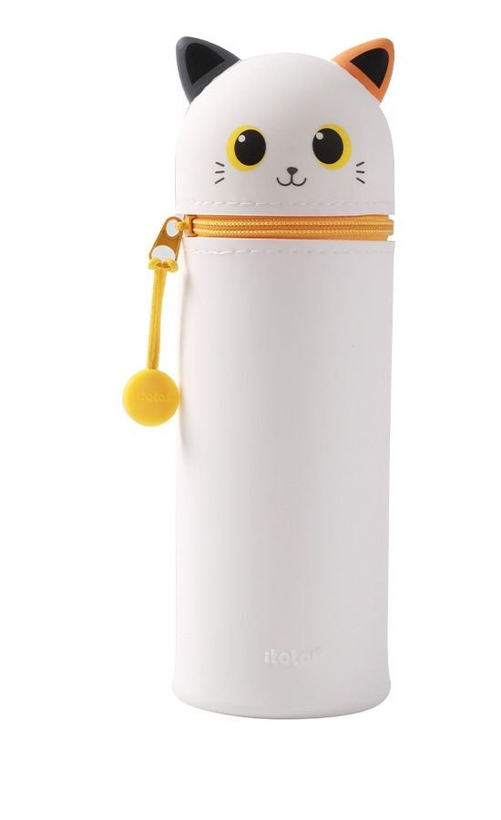 Silikonowy piórnik tuba Cat lovers pomarńczowy kot