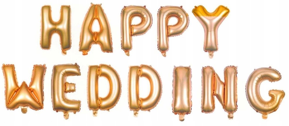 BALONY ŚLUB WESELE HAPPY WEDDING ZESTAW BALONÓW ZŁOTY 42CM