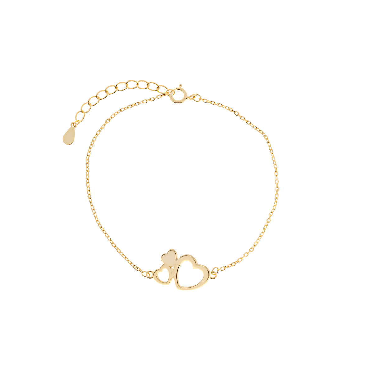 Bransoletka srebrna pozłacana 925 Potrójne Serca