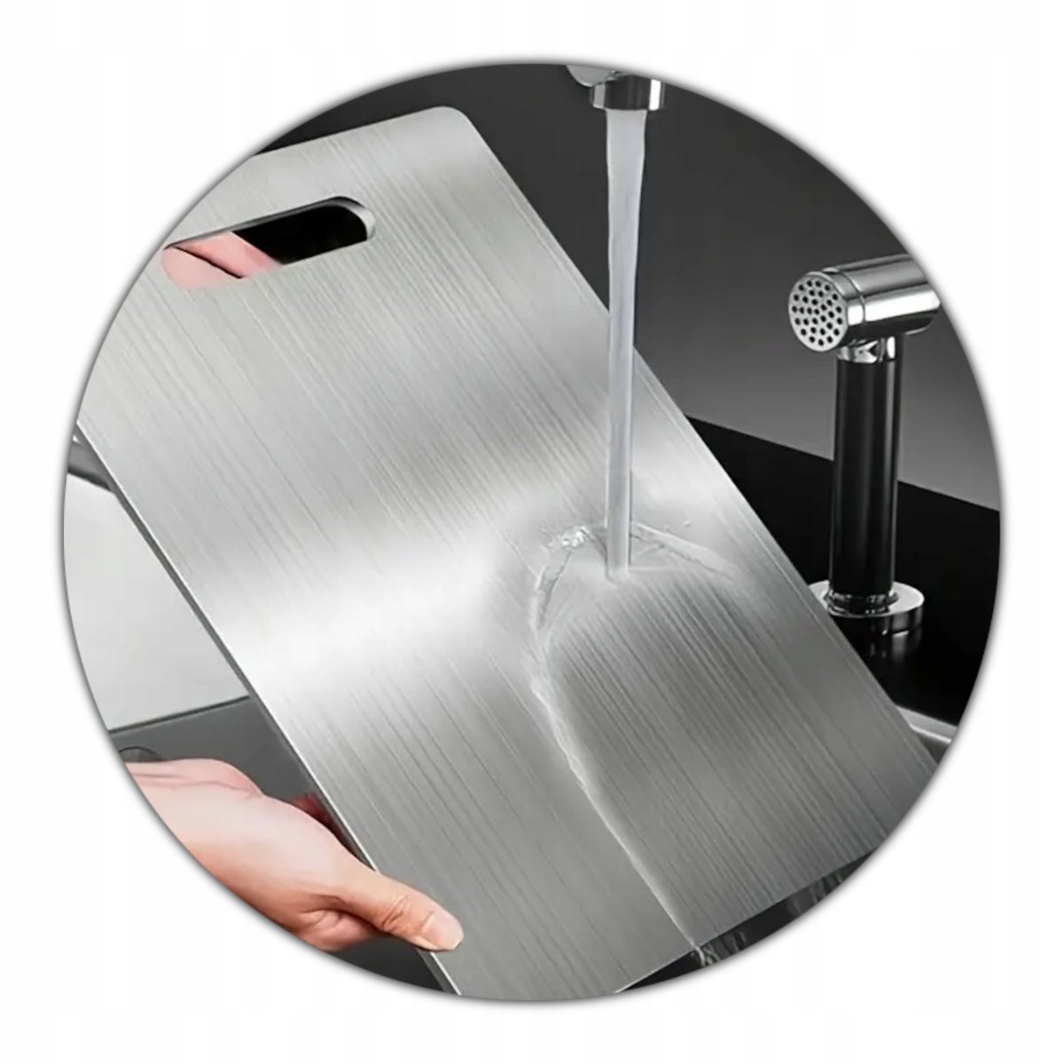 DESKA DO KROJENIA ZE STALI NIERDZEWNEJ DIKOM L 34x23 cm metalowa L Sanepid