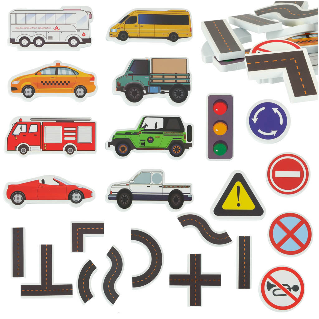Zabawka do Kąpieli Wanny Wody dla Dzieci Naklejki Piankowe Autka 23 Puzzle