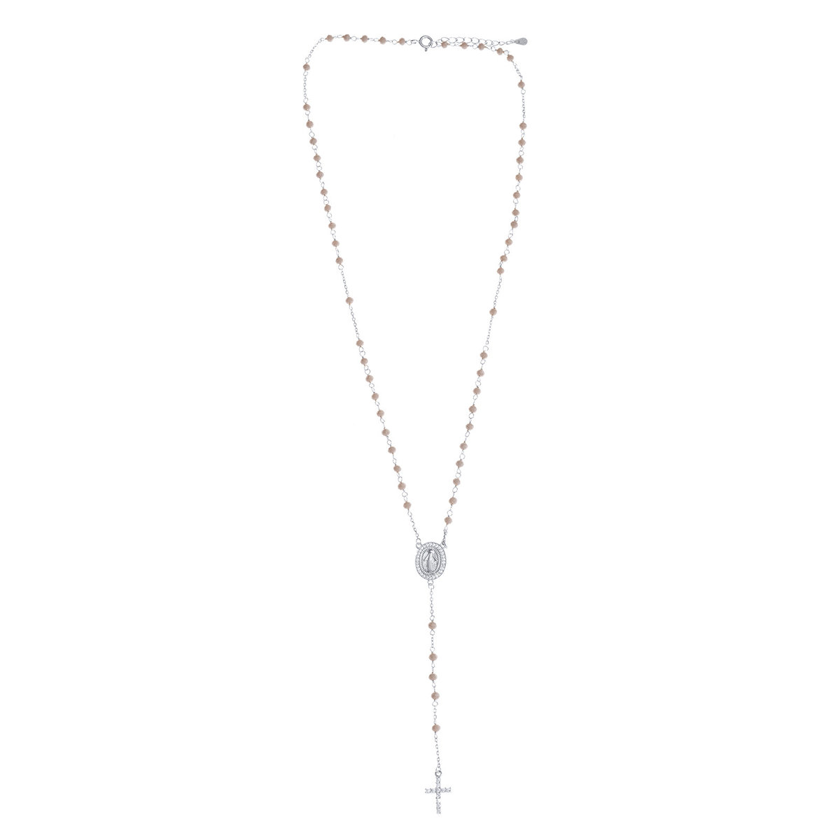 Srebrny Różaniec Szare Koraliki Chrzest Komunia próba 925