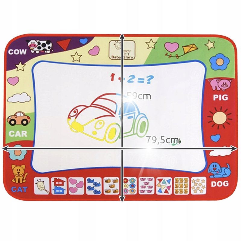 MATA WODNA do rysowania do nauki rysunku, liczb, liter 59x79,5cm + 2 pisaki