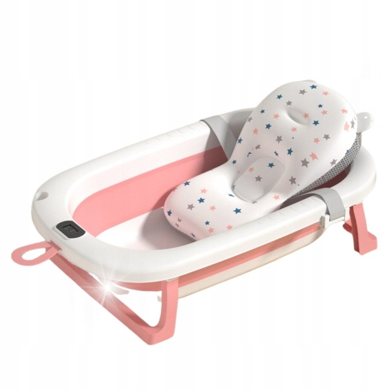 SKŁADANA DUŻA WANIENKA DLA DZIECI TERMOMETR FOTELIK PODUSZKA DO KĄPIELI