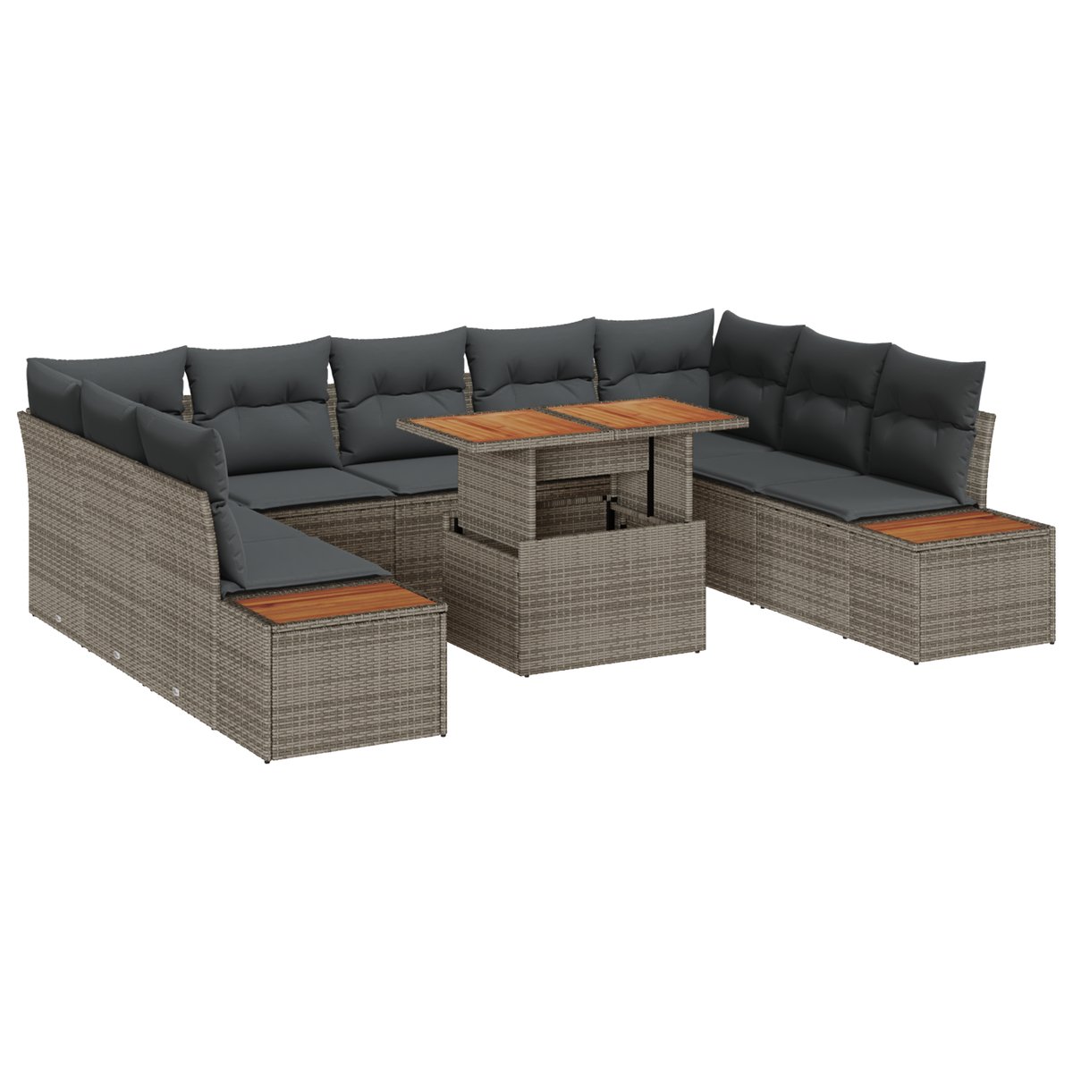 Zestaw 6-Częściowej Sofy Ogrodowej z Poduszkami Szary Polirattan
