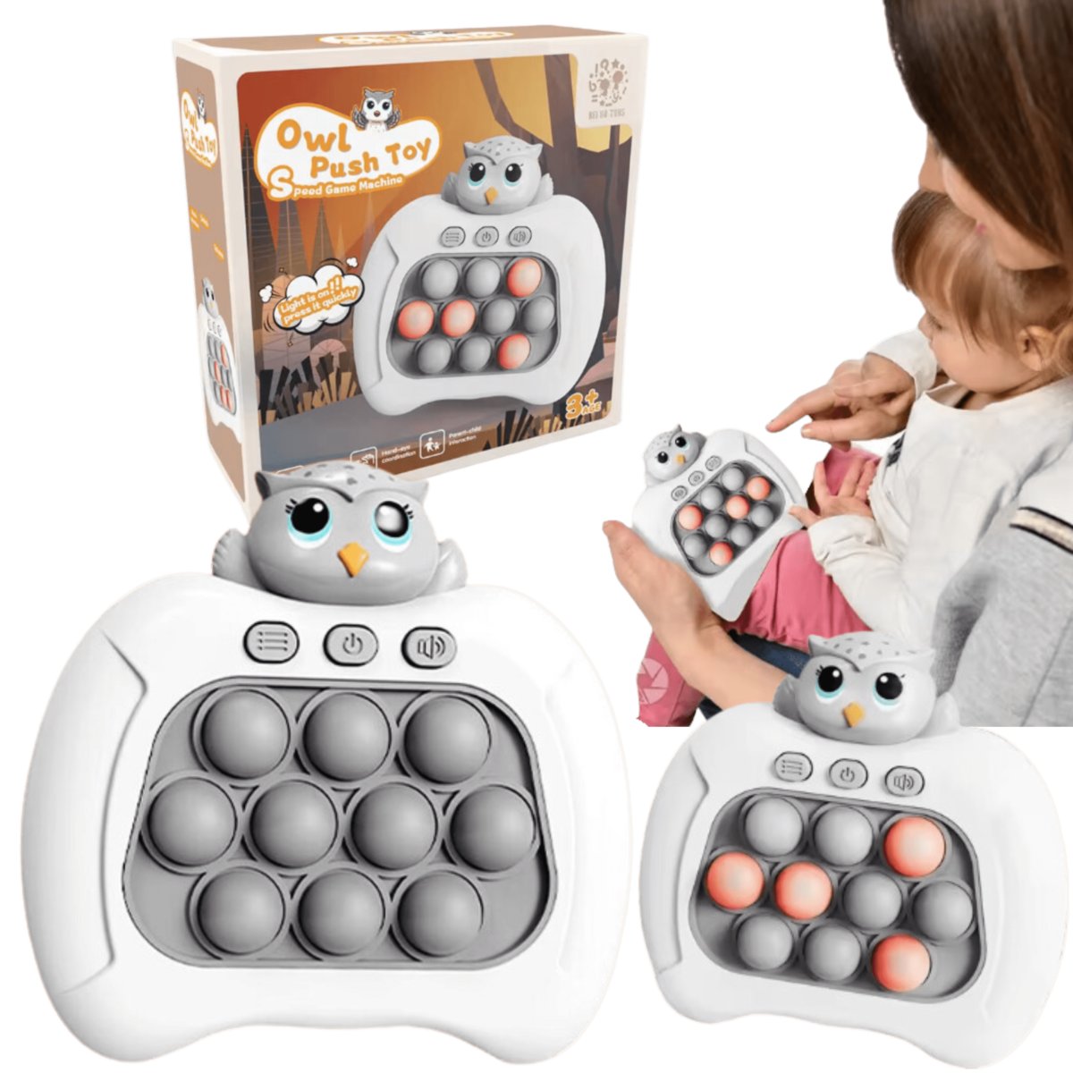 POP IT POPIT GRA zręcznościowa ANTYSTRESOWA SOWA elektroniczna dźwięki