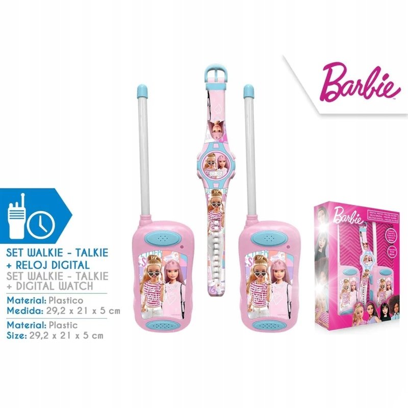ZESTAW WALKIE TALKIE BARBIE + ZEGAREK duży zestaw